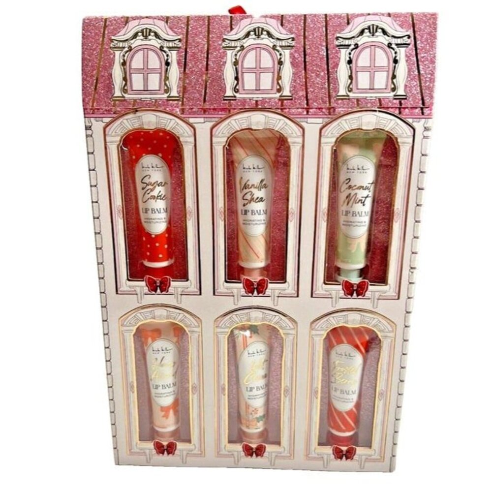 Nicole Miller Assorted Lip Balm (6) Pink Holiday Gift Set Hydrating Moisturizing